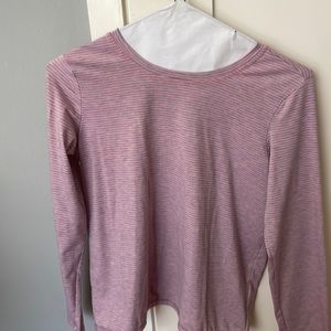 Grey and pink Stripe long sleeve Althea girl top